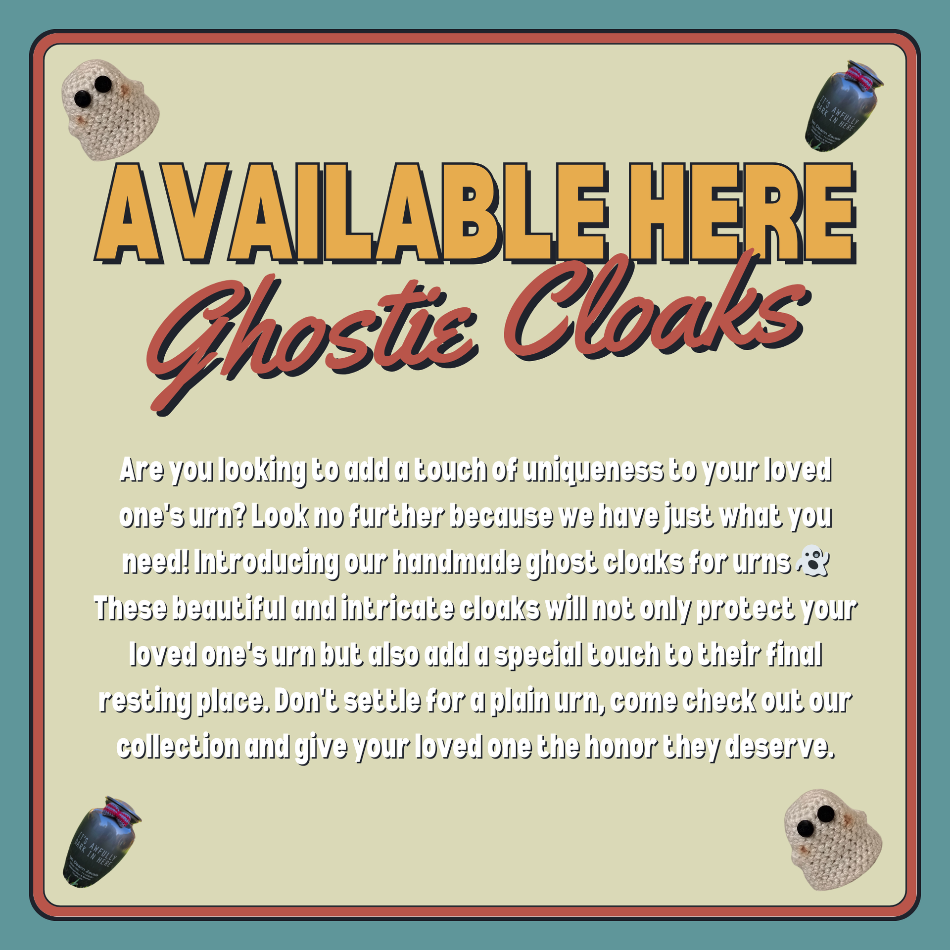 Handmade Ghostie Cloak for Urn: The Boo Crew